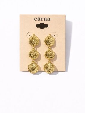 Caraa Gold Textured Dangle Earrings